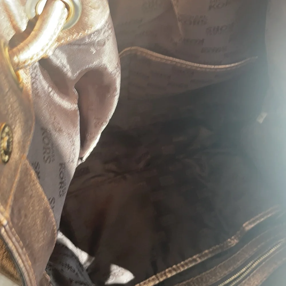 Michael Kors leather bronze brown metallic brown shoulder bag